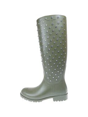 Saint Laurent Paris Bijou Rubber Rain Boots Green